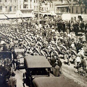 RPPC Military March Postcard c1910s WW1 Unknown Location NYC Unposted #2 DWS5C